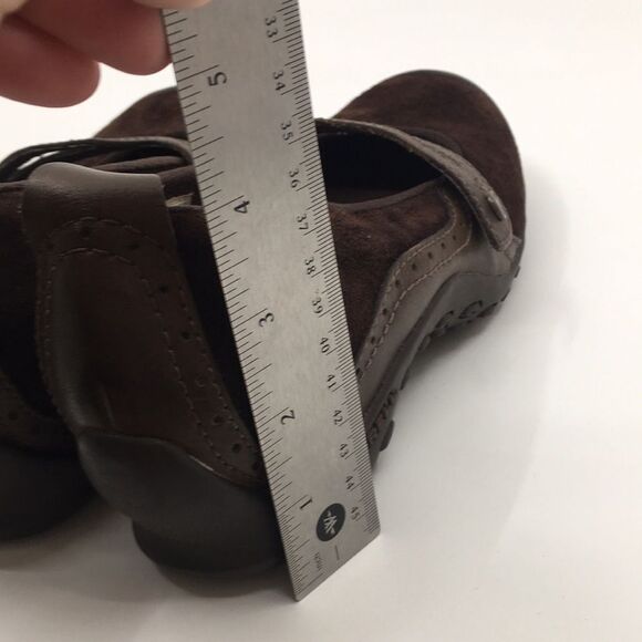 Merrell Plaza Bandeau suede Mary Jane Slip On Wedge Chocolate  Womens Size 7 - Picture 16 of 17